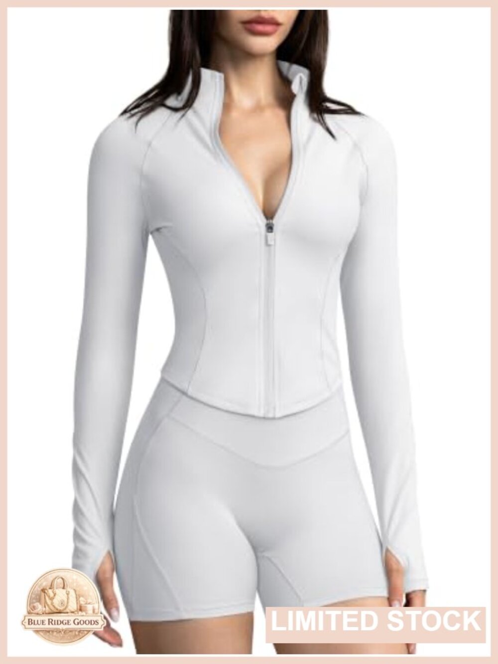Women's Zip Up Workout Jacket Slim Fit Cropped Athletic Running Jacket